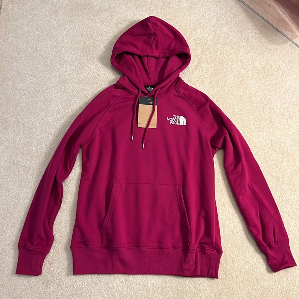 •Plum The North Face “Never Stop Exploring SQUARE” Hoodie, NWT; Womens SMALL•